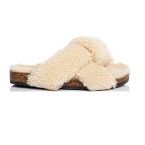 Brother Vellies Togo Shearling Slide in Ivory